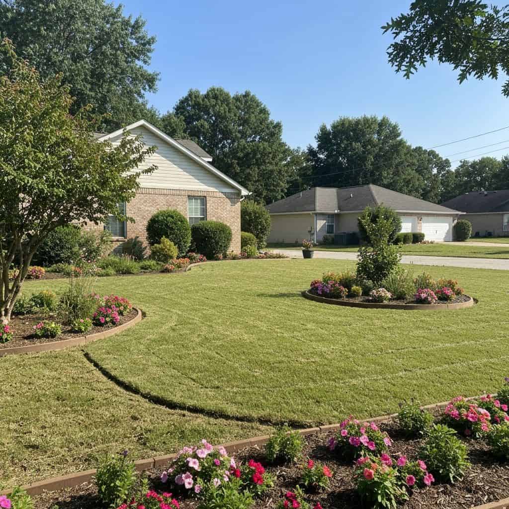 Yard cleanup and restoration showing a freshly maintained property in Huntsville AL